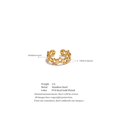 Celestial Sparkle Gold Star Band Ring – Delicate Openwork Constellation Circle